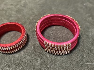 Ethnic Silk Threaded Handmade Bangles Combo