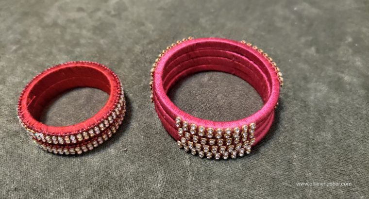 Ethnic Silk Threaded Handmade Bangles Combo