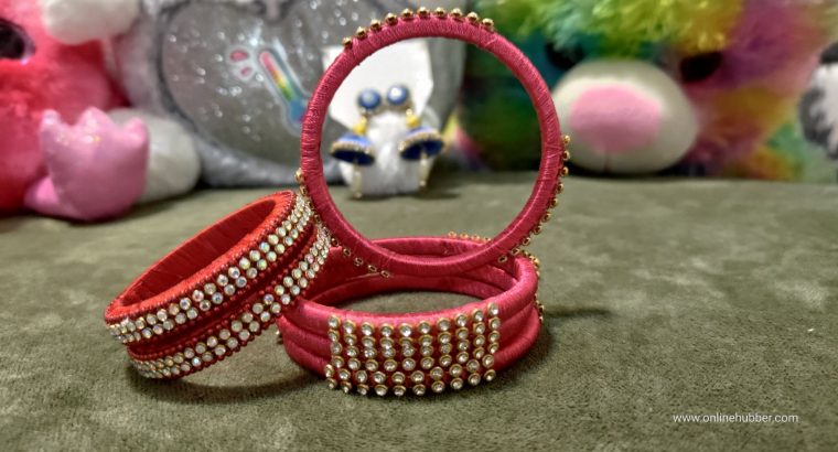 Ethnic Silk Threaded Handmade Bangles Combo